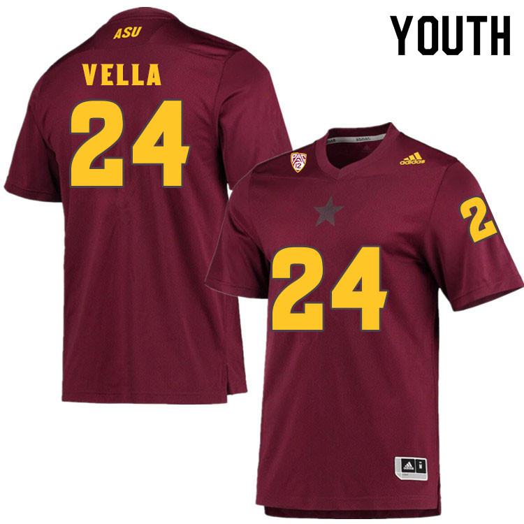 Youth #24 Noah VellaArizona State Sun Devils College Football Jerseys Sale-Maroon